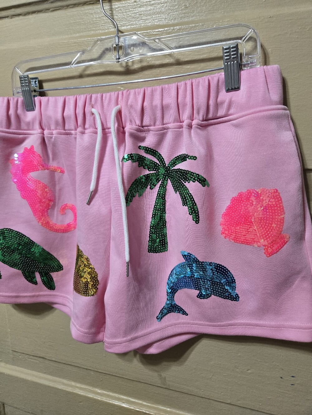 Simply Southern Beach Sequin Drawstring Shorts NWOT Size: L - Picture 2 of 5